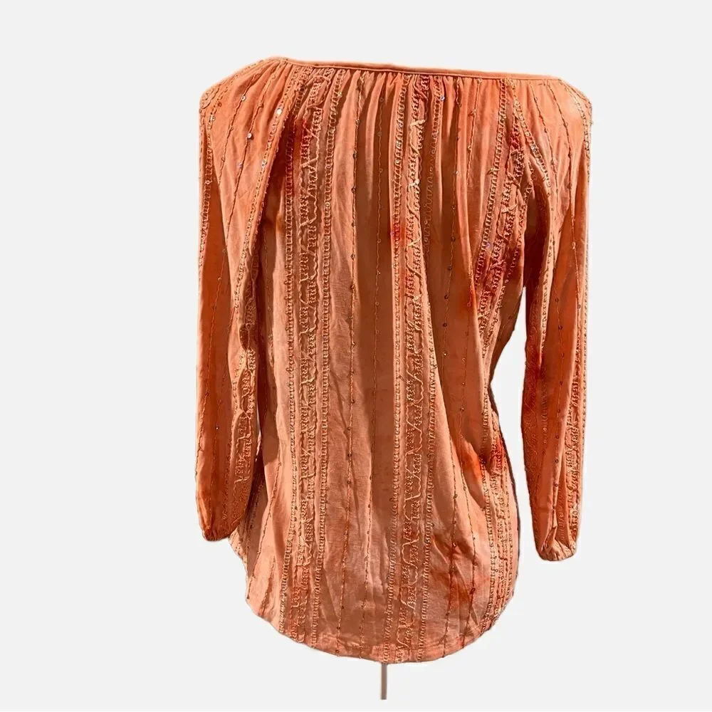 JM Collection orange sequin top - Picture 2 of 8
